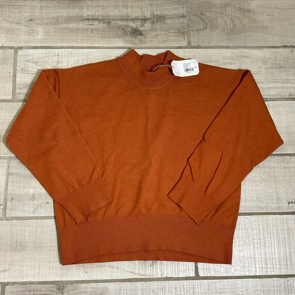 NWT Women's A New Day Long Sleeve Mock Neck Sweater Burnt Orange Rust Small S - Picture 1 of 6